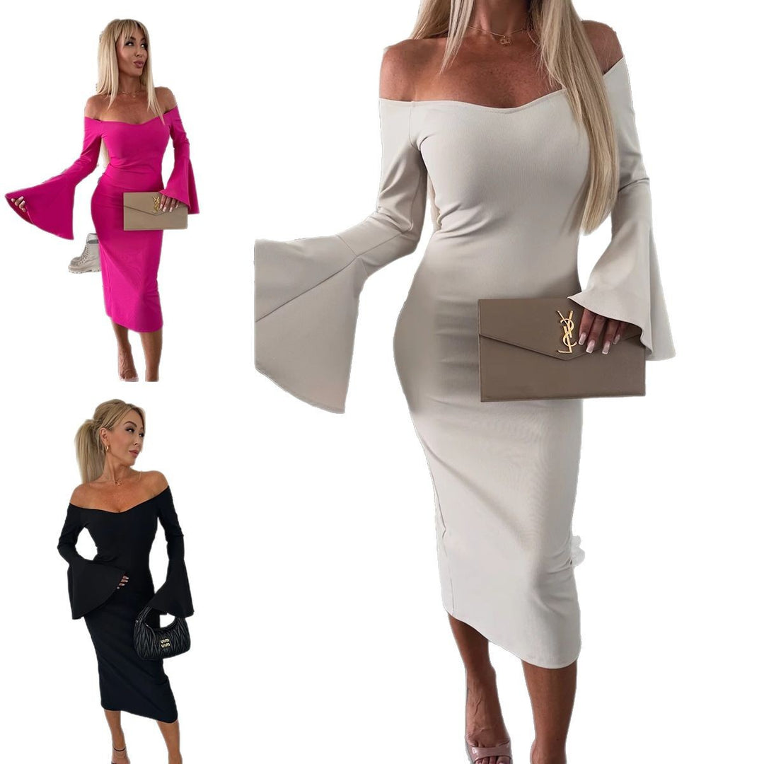 Damer Figursydda Omklädningsklänning med axelbar design och vida ärmar Mirla-Eva Jonsson