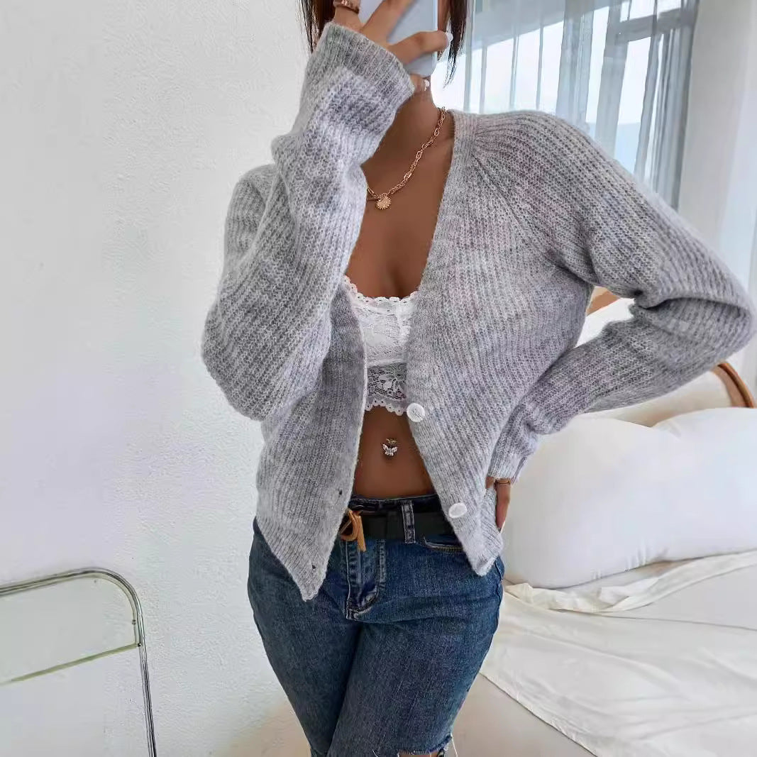 Damer Fin Stickad Cardigan med V-Ausschnitt och Knappt detaljer Eva Jonsson-Eva Jonsson