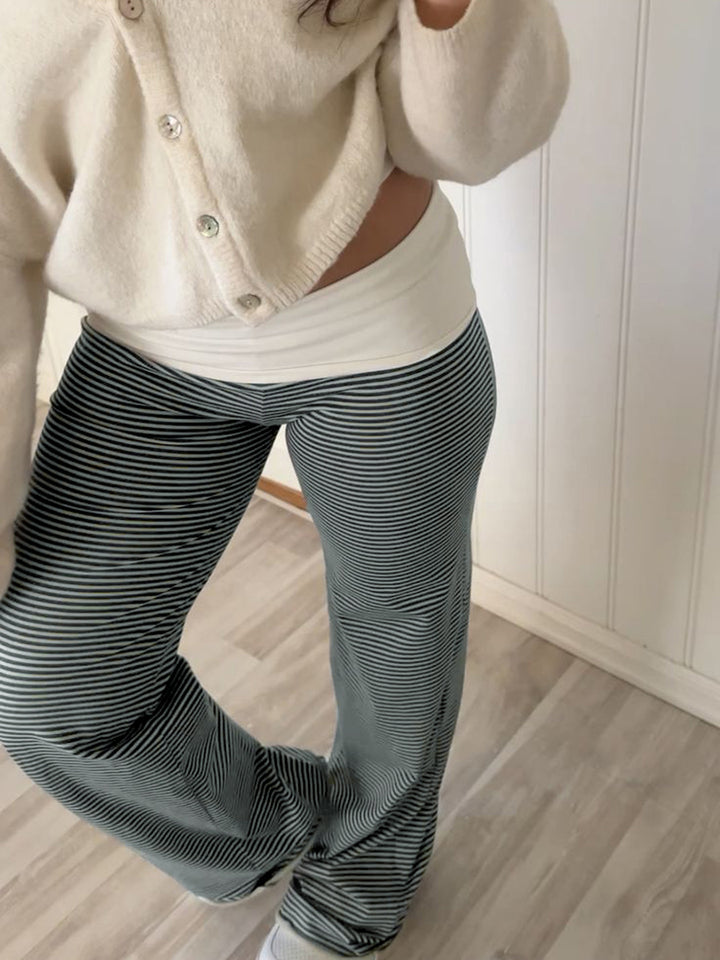 Damer Flared Byxor med fina ränder och hög midja Mirla-Eva Jonsson
