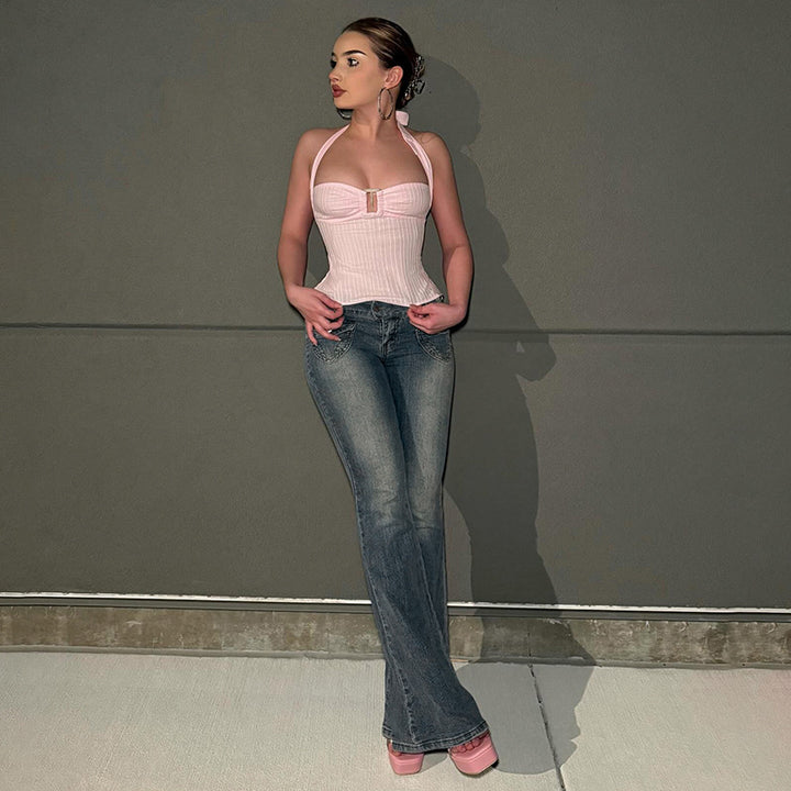 Damer Flared Jeans i klassisk stil med dekorativa fickor Mirla-Eva Jonsson