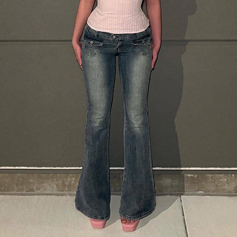 Damer Flared Jeans i klassisk stil med dekorativa fickor Mirla-Eva Jonsson