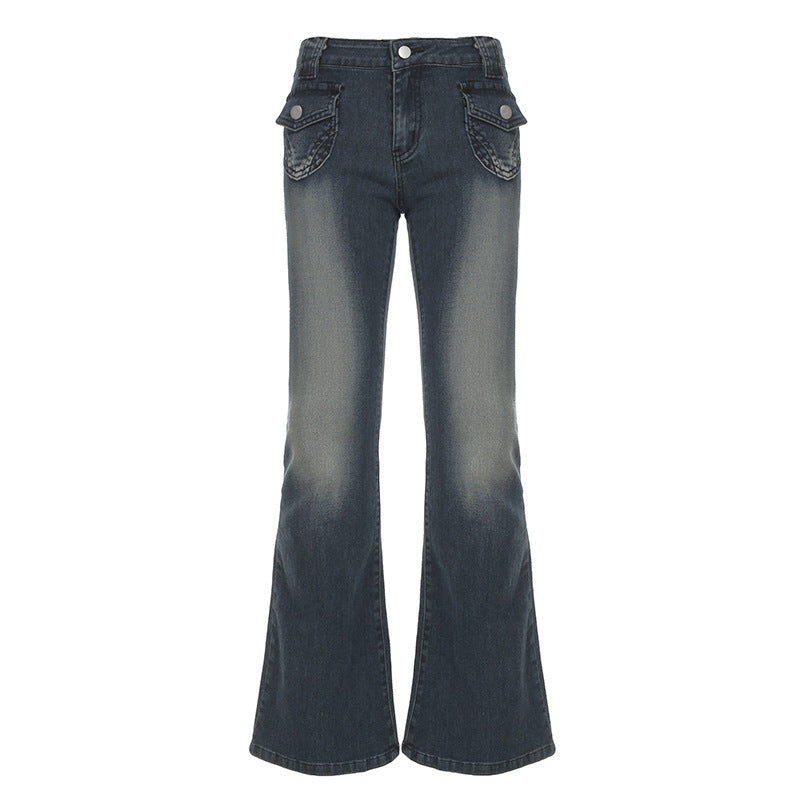 Damer Flared Jeans i klassisk stil med dekorativa fickor Mirla-Eva Jonsson