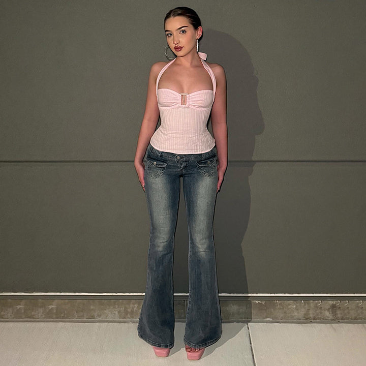 Damer Flared Jeans i klassisk stil med dekorativa fickor Mirla-Eva Jonsson