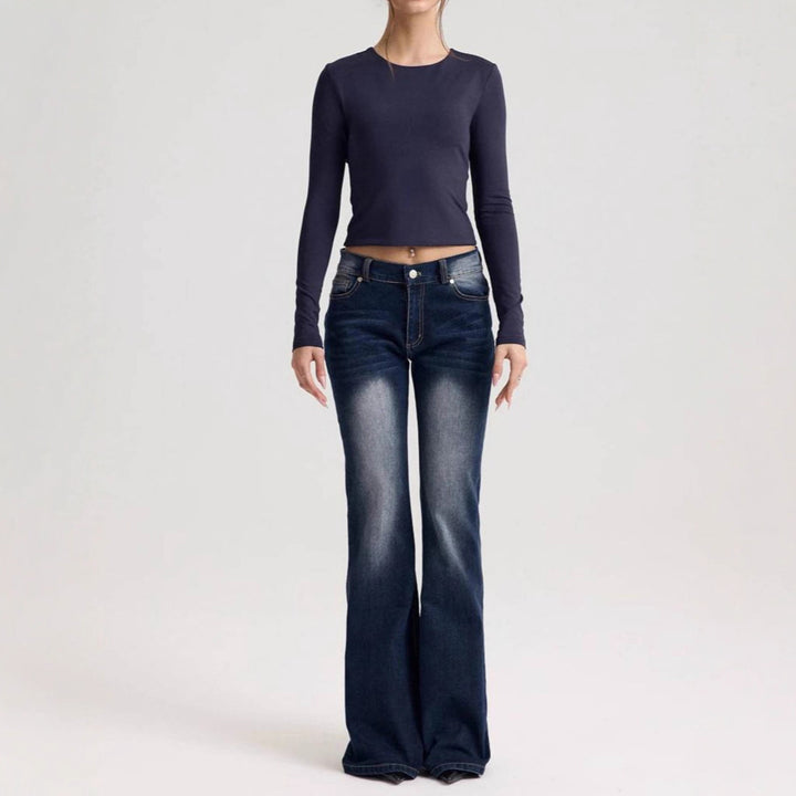 Damer Flared Jeans i vintage-stil med hög midja och avslappnad passform Eva Jonsson-Eva Jonsson