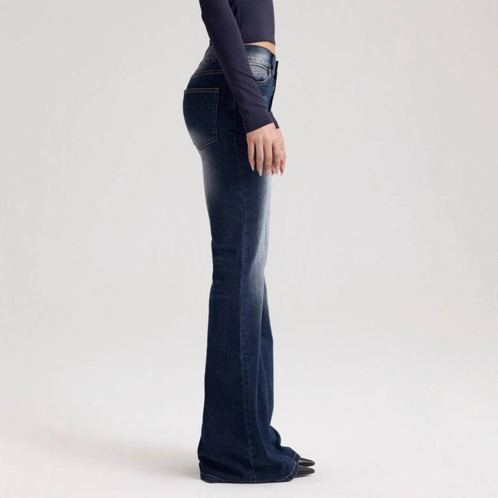 Damer Flared Jeans i vintage-stil med hög midja och avslappnad passform Mirla-Eva Jonsson