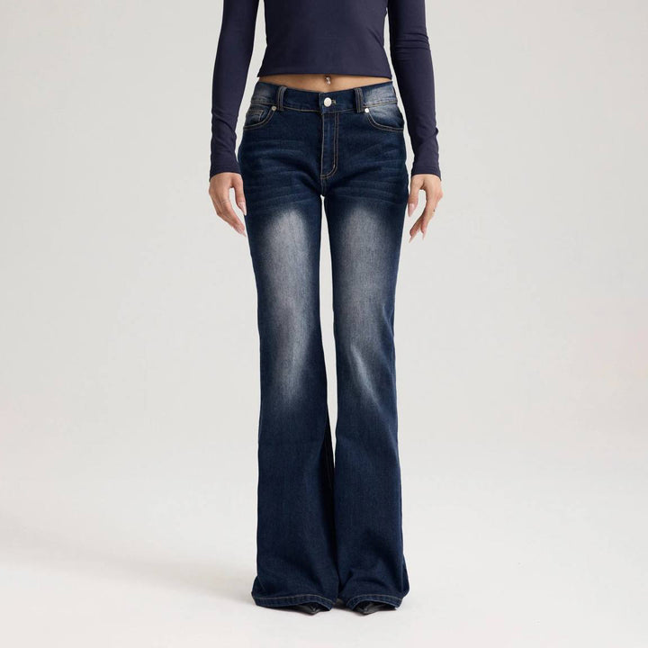 Damer Flared Jeans i vintage-stil med hög midja och avslappnad passform Mirla-Eva Jonsson
