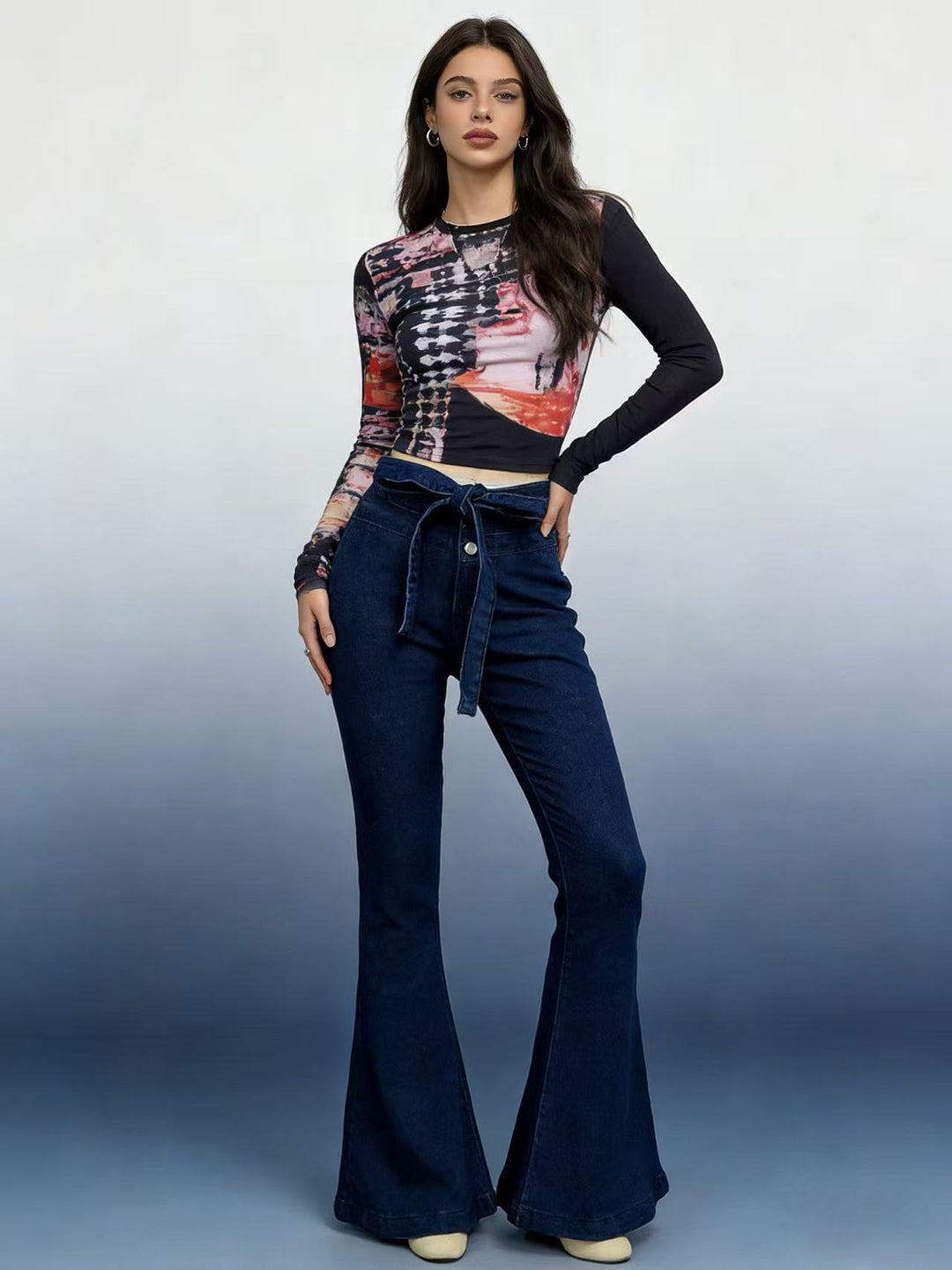 Damer Flared Jeans med bälte och hög midja Mirla-Eva Jonsson