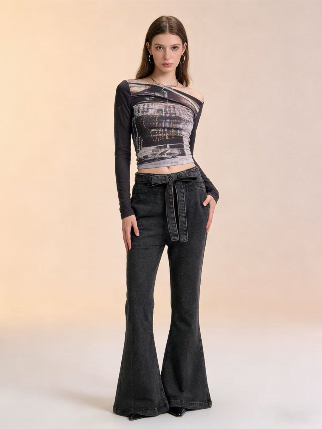 Damer Flared Jeans med bälte och hög midja Mirla-Eva Jonsson