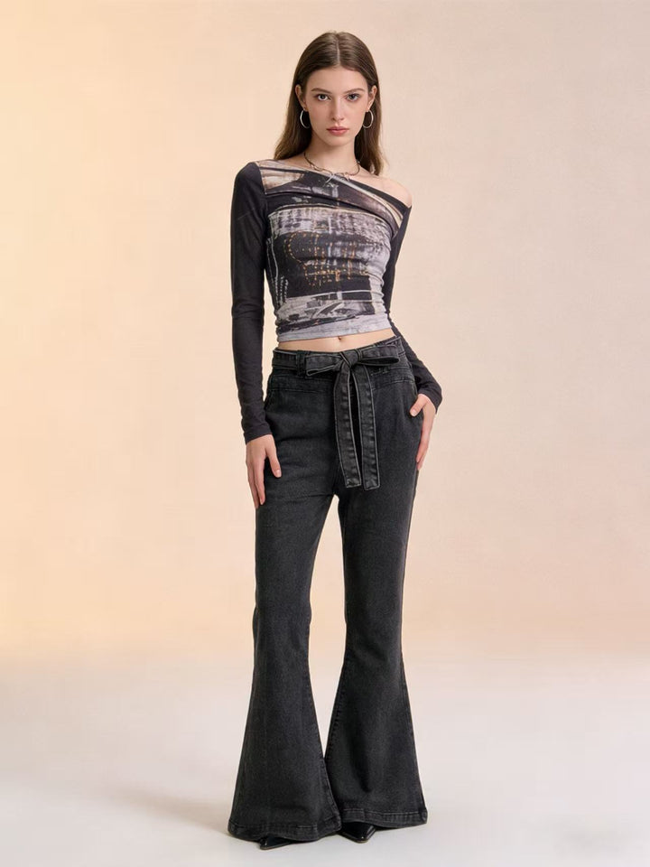 Damer Flared Jeans med bälte och hög midja Mirla-Eva Jonsson