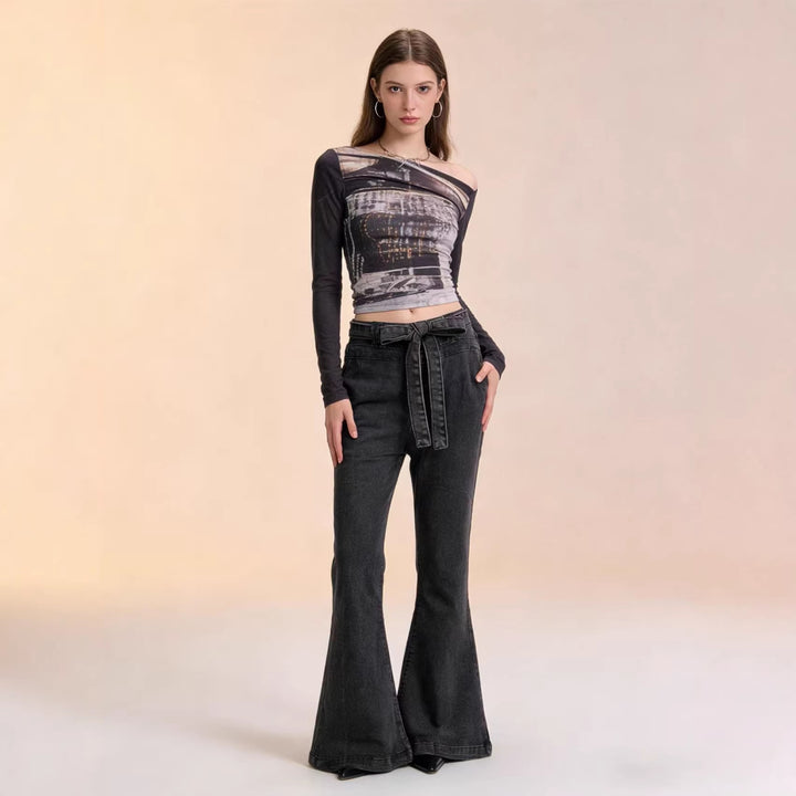 Damer Flared Jeans med bälte och hög midja Mirla-Eva Jonsson