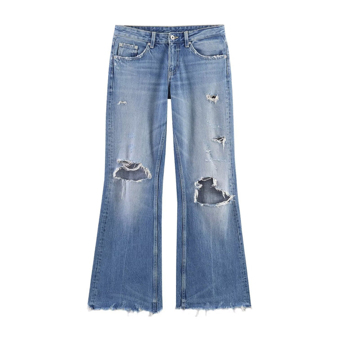 Damer Flared Jeans med förstörelse-effekter och fransavslutningar Mirla-Eva Jonsson