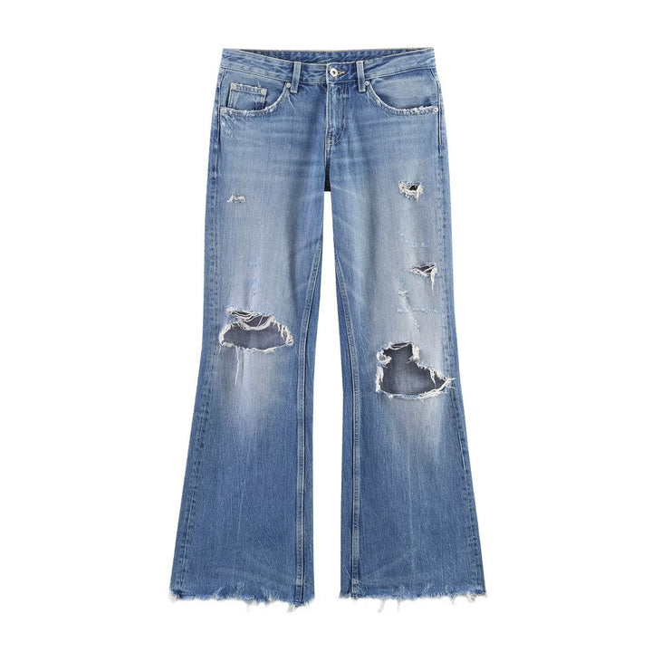 Damer Flared Jeans med förstörelse-effekter och fransavslutningar Mirla-Eva Jonsson