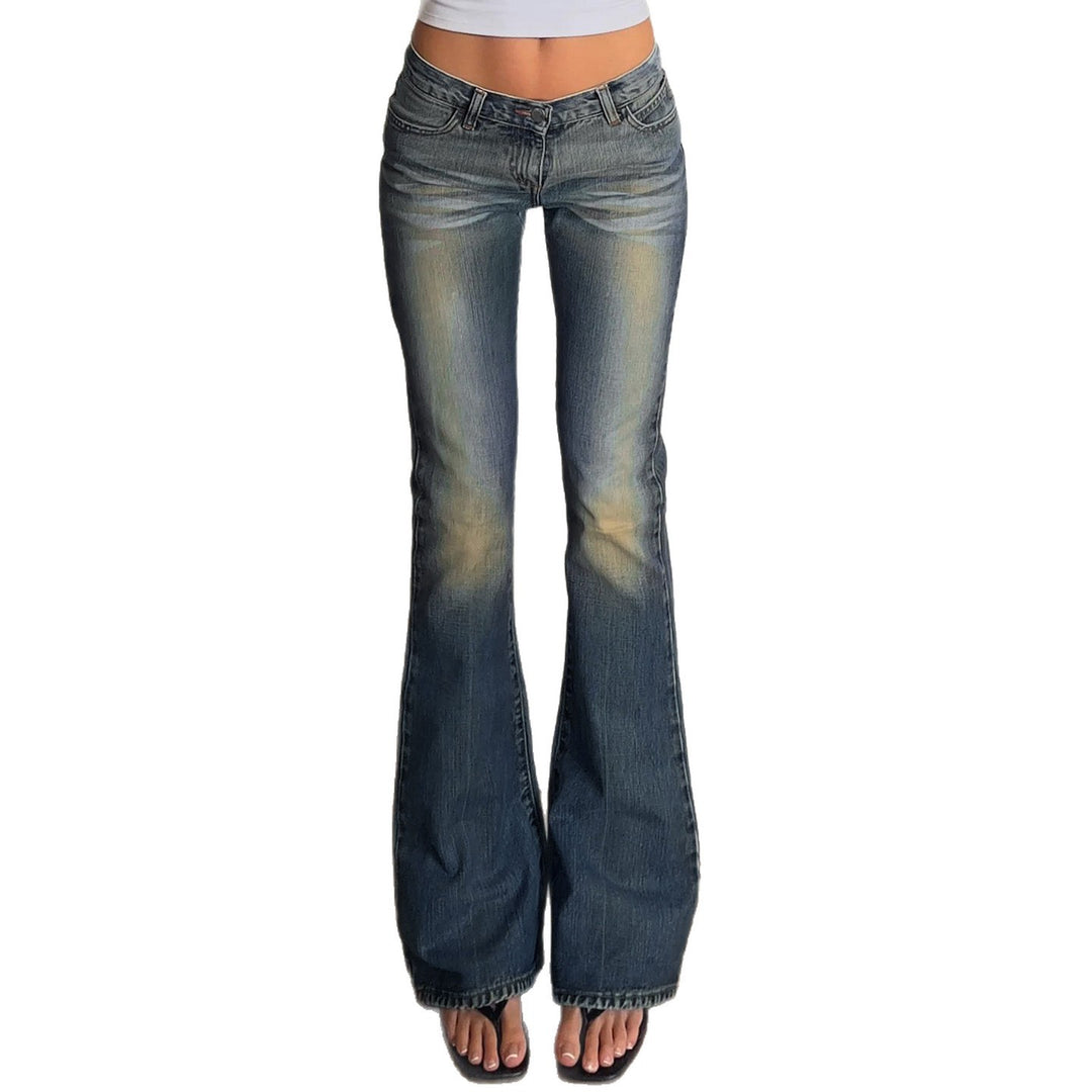 Damer Flared Jeans med hög midja och snygg Used-Look Mirla-Eva Jonsson