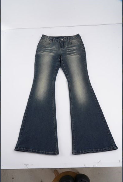 Damer Flared Jeans med hög midja och snygg Used-Look Mirla-Eva Jonsson