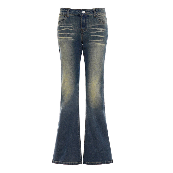 Damer Flared Jeans med hög midja och snygg Used-Look Mirla-Eva Jonsson