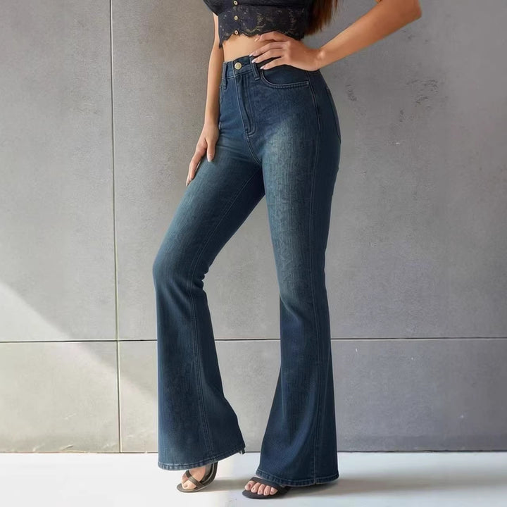 Damer Flared Jeans med hög midja och unik strukturdesign Mirla-Eva Jonsson