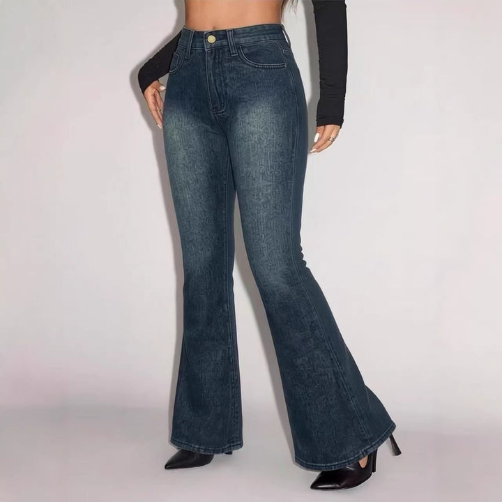 Damer Flared Jeans med hög midja och unik strukturdesign Mirla-Eva Jonsson