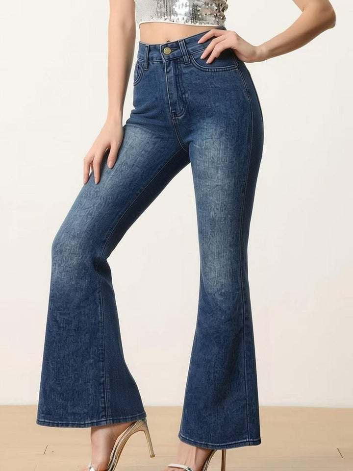 Damer Flared Jeans med hög midja och unik strukturdesign Mirla-Eva Jonsson