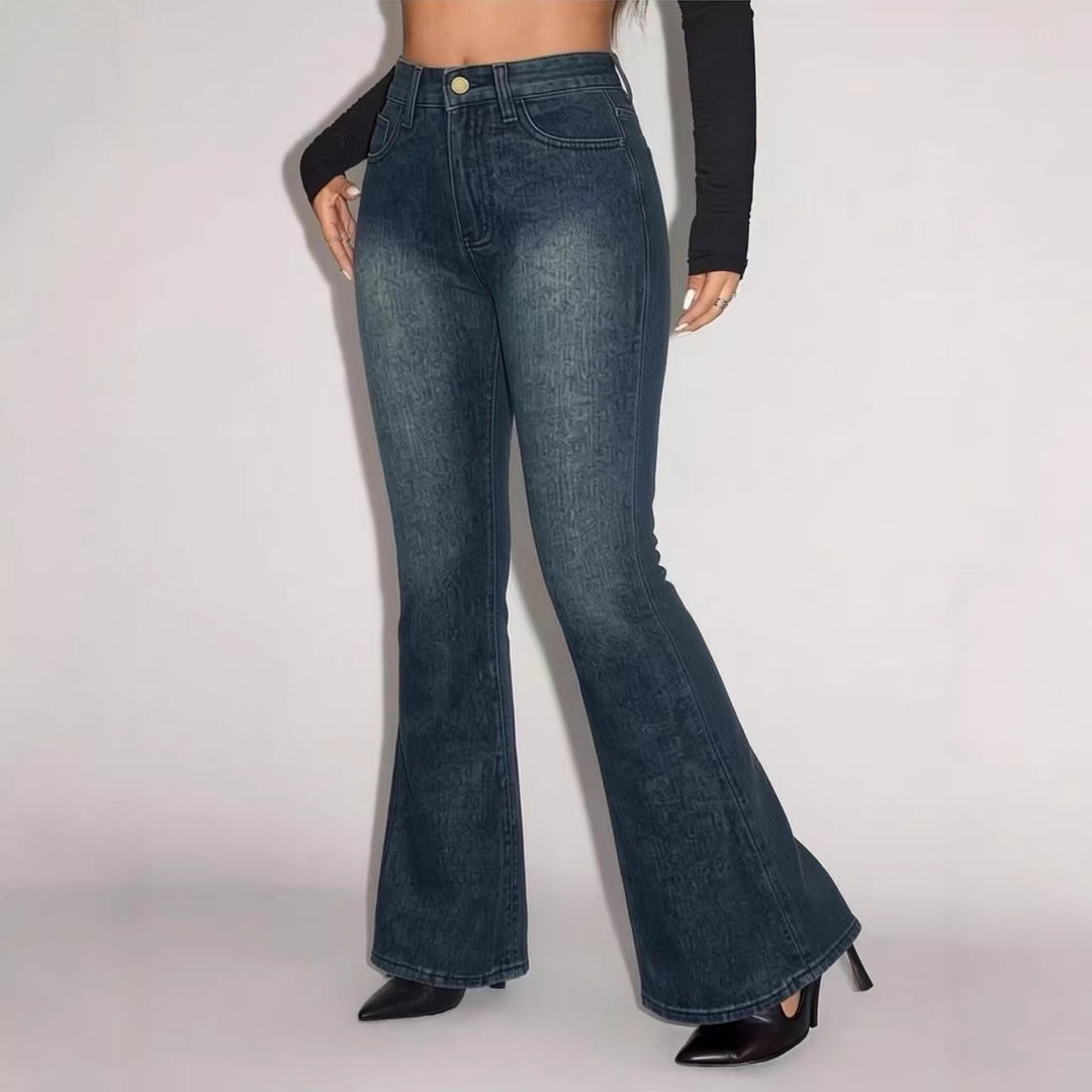 Damer Flared Jeans med hög midja och unik strukturdesign Mirla-Eva Jonsson