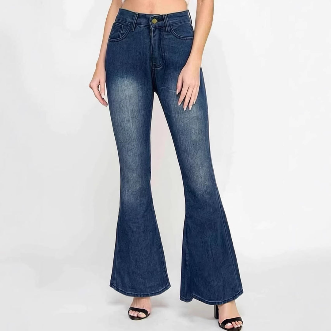 Damer Flared Jeans med hög midja och unik strukturdesign Mirla-Eva Jonsson