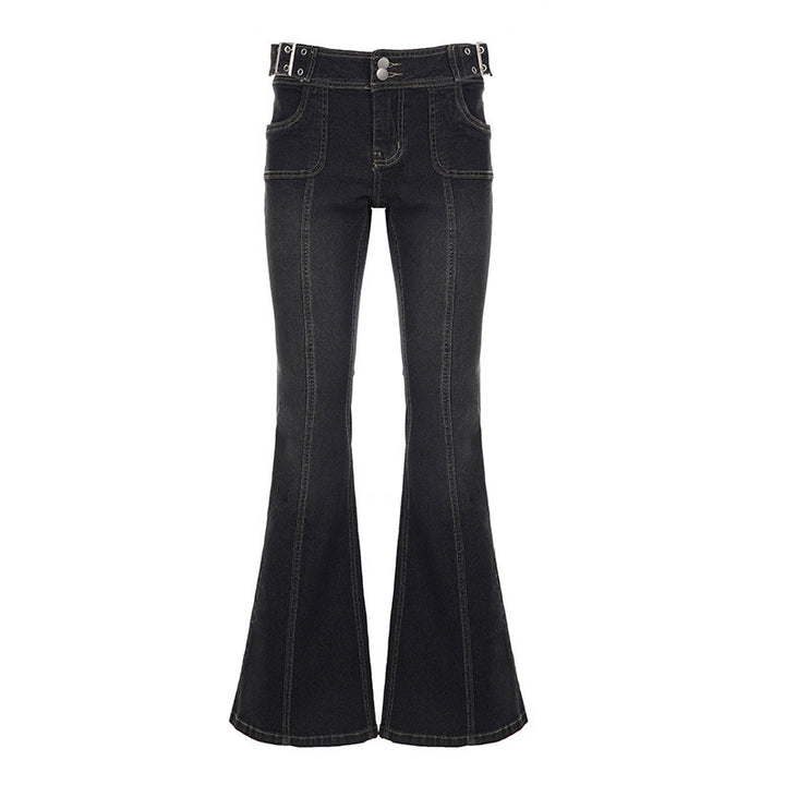 Damer Flared Jeans med modiga stickningar och justerbar midja Mirla-Eva Jonsson