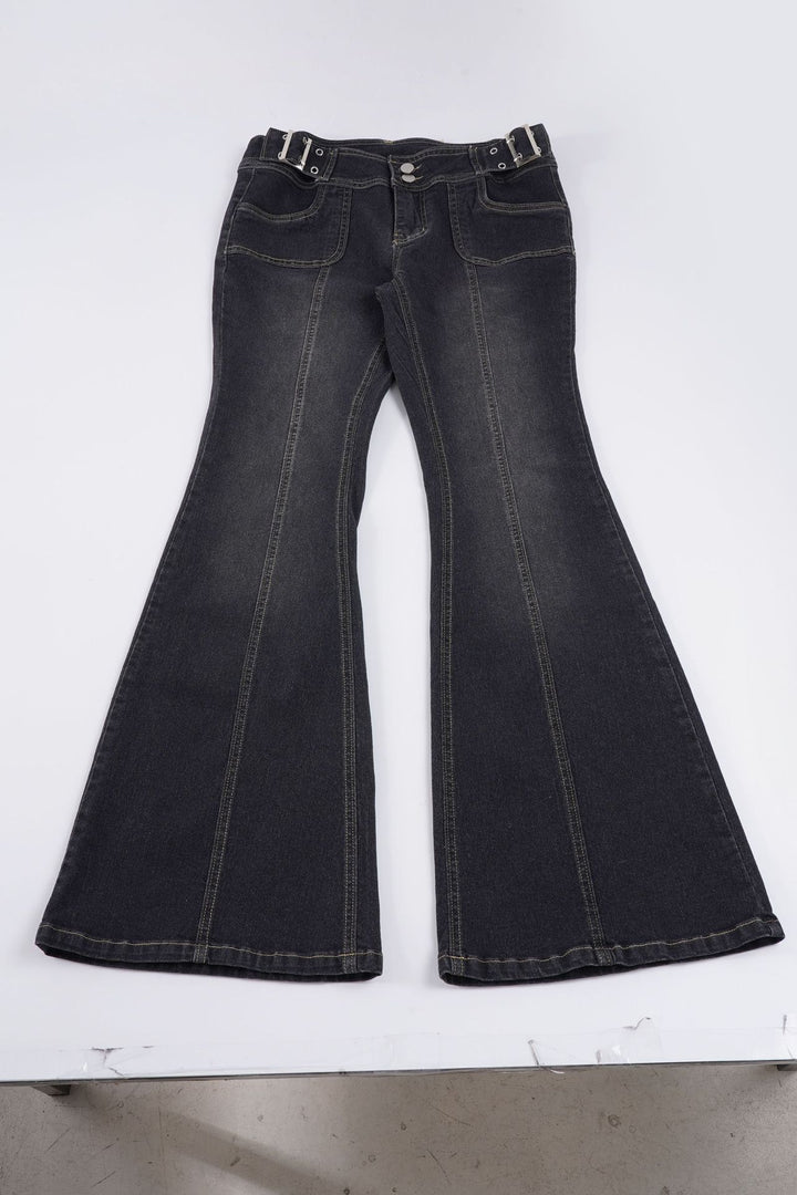 Damer Flared Jeans med modiga stickningar och justerbar midja Mirla-Eva Jonsson