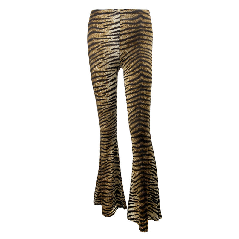 Damer Flared Leggings i animalisk tigerstickat tvättning Mirla-Eva Jonsson