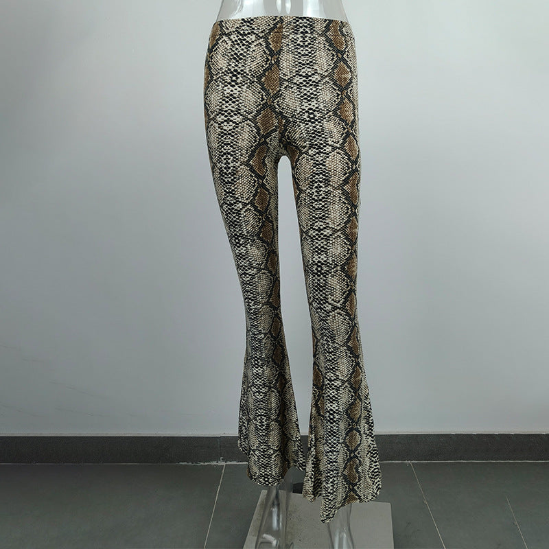 Damer Flared Leggings i animalisk tigerstickat tvättning Mirla-Eva Jonsson