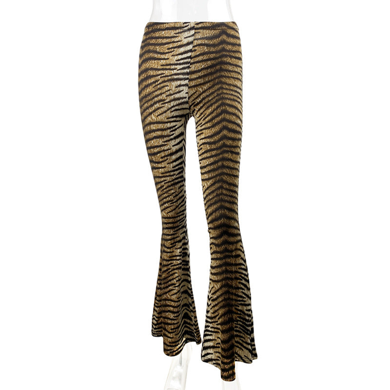 Damer Flared Leggings i animalisk tigerstickat tvättning Mirla-Eva Jonsson