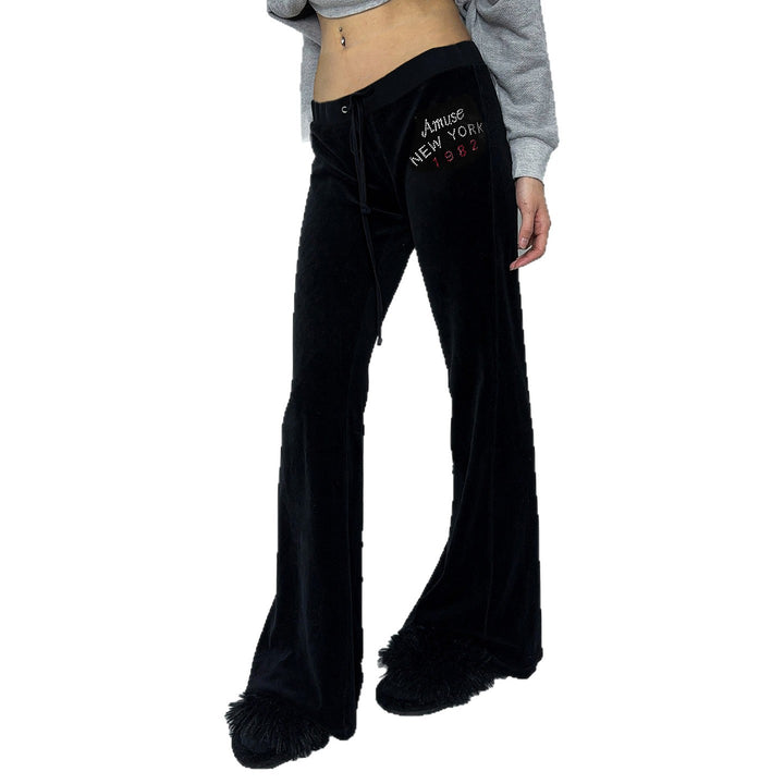 Damer Flared Sweatpants med justerbar midja och snyggt tryck Mirla-Eva Jonsson