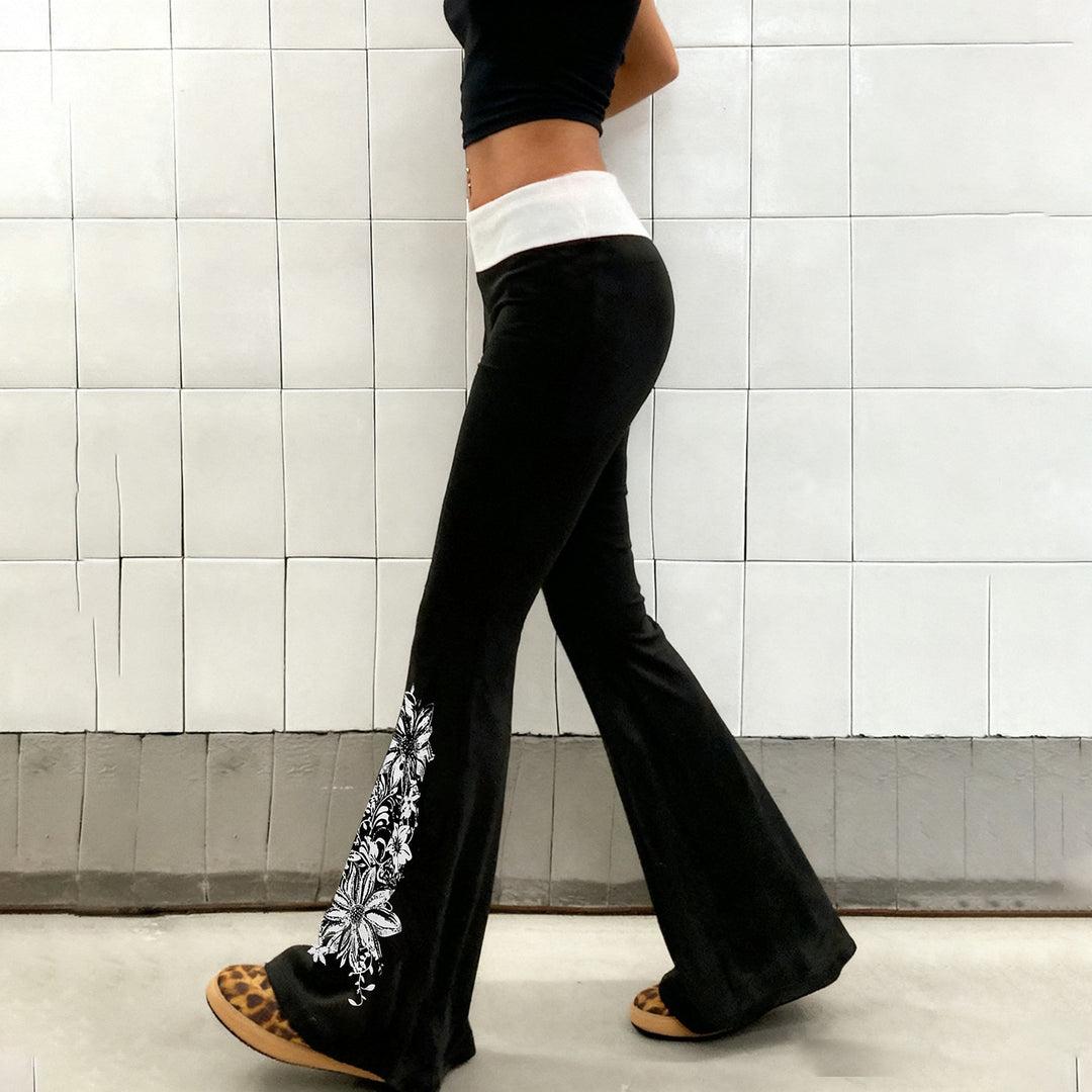 Damer Flared Yoga-byxor med blommönster och hög midja Mirla-Eva Jonsson