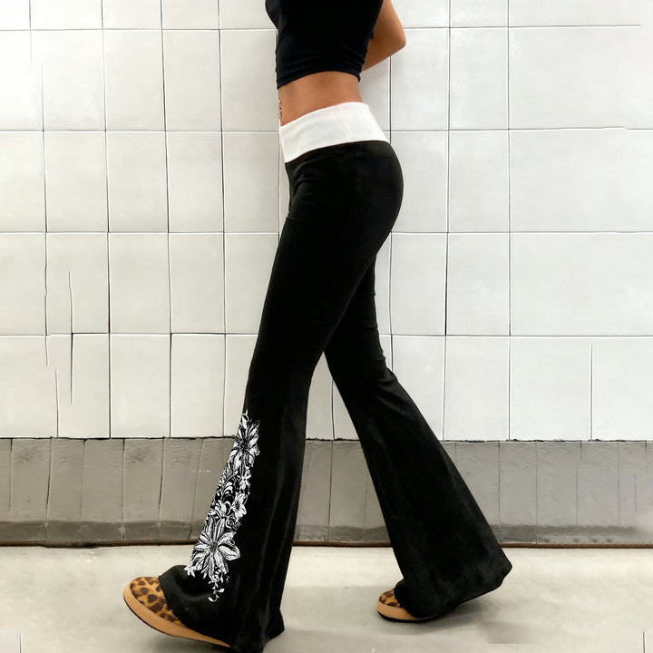 Damer Flared Yoga-byxor med blommönster och hög midja Mirla-Eva Jonsson