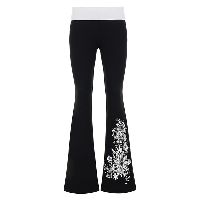 Damer Flared Yoga-byxor med blommönster och hög midja Mirla-Eva Jonsson