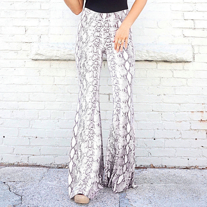 Damer Flared-leggings i elegant ormskinnslook Mirla-Eva Jonsson