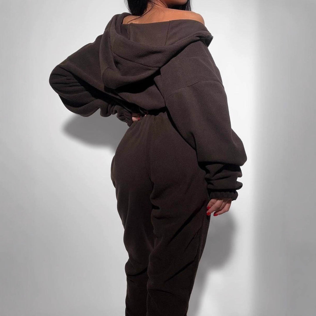 Damer Fleece Jumpsuit med Dragkedja och Huva Mirla-Eva Jonsson