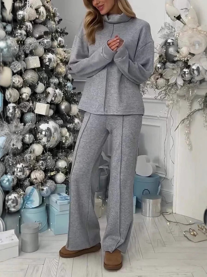 Damer Fleece-Lounge-set med modern ståkrage och vid skärning Mirla-Eva Jonsson