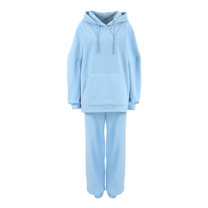 Damer Fleece Lounge-set med vida ben och huva Mirla-Eva Jonsson