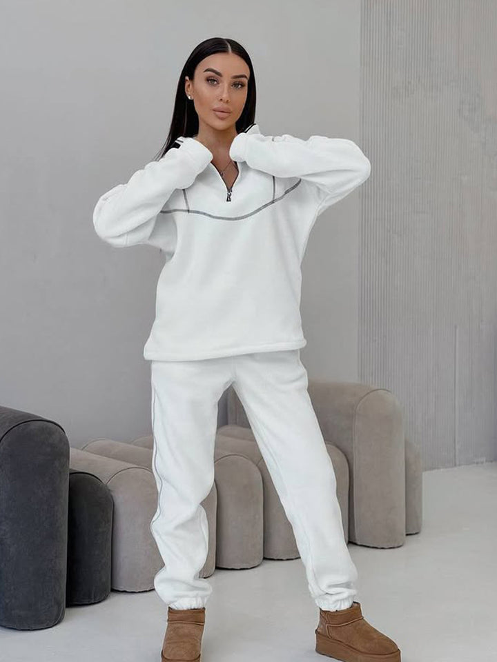 Damer Fleece Loungewear Set med Dragkedja och Elastiska Muddar Mirla-Eva Jonsson