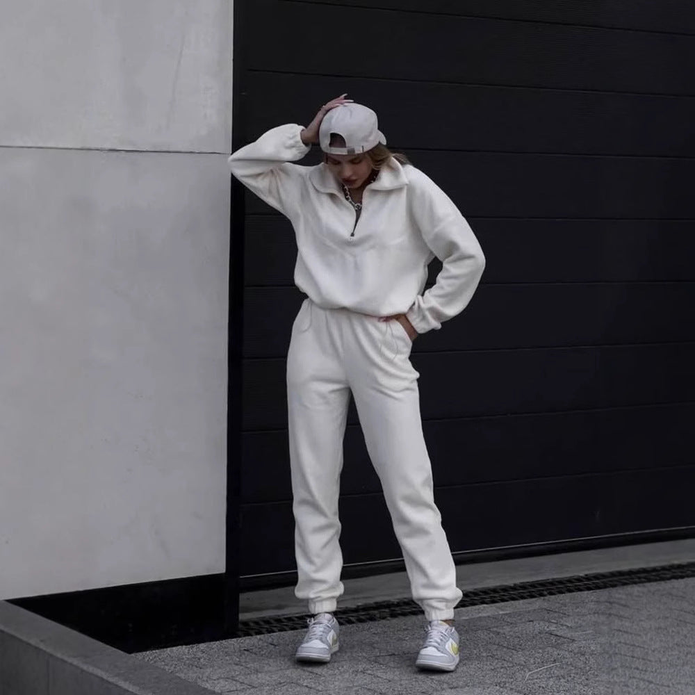 Damer Fleece Loungewear Set med Dragkedja och Elastiska Muddar Mirla-Eva Jonsson