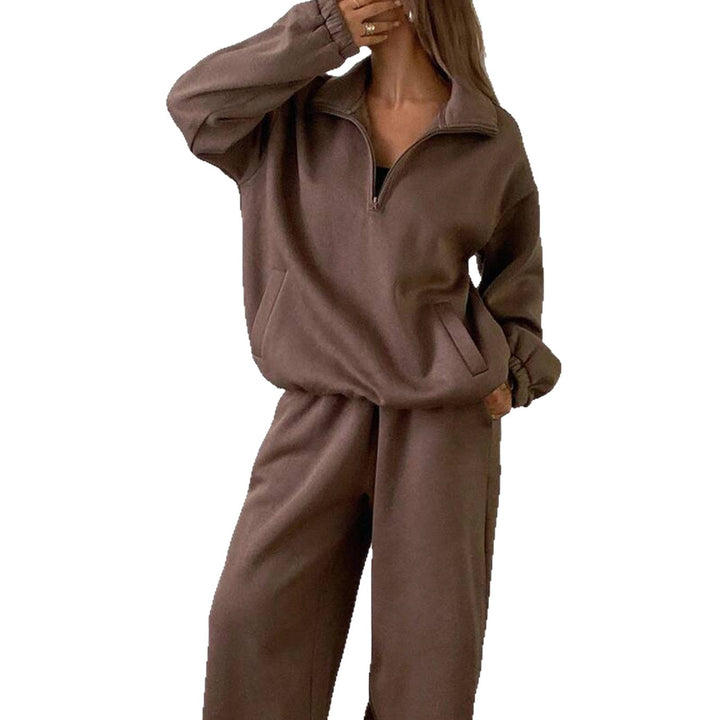 Damer Fleece-Loungewear-set med hög krage och praktiska fickor Mirla-Eva Jonsson