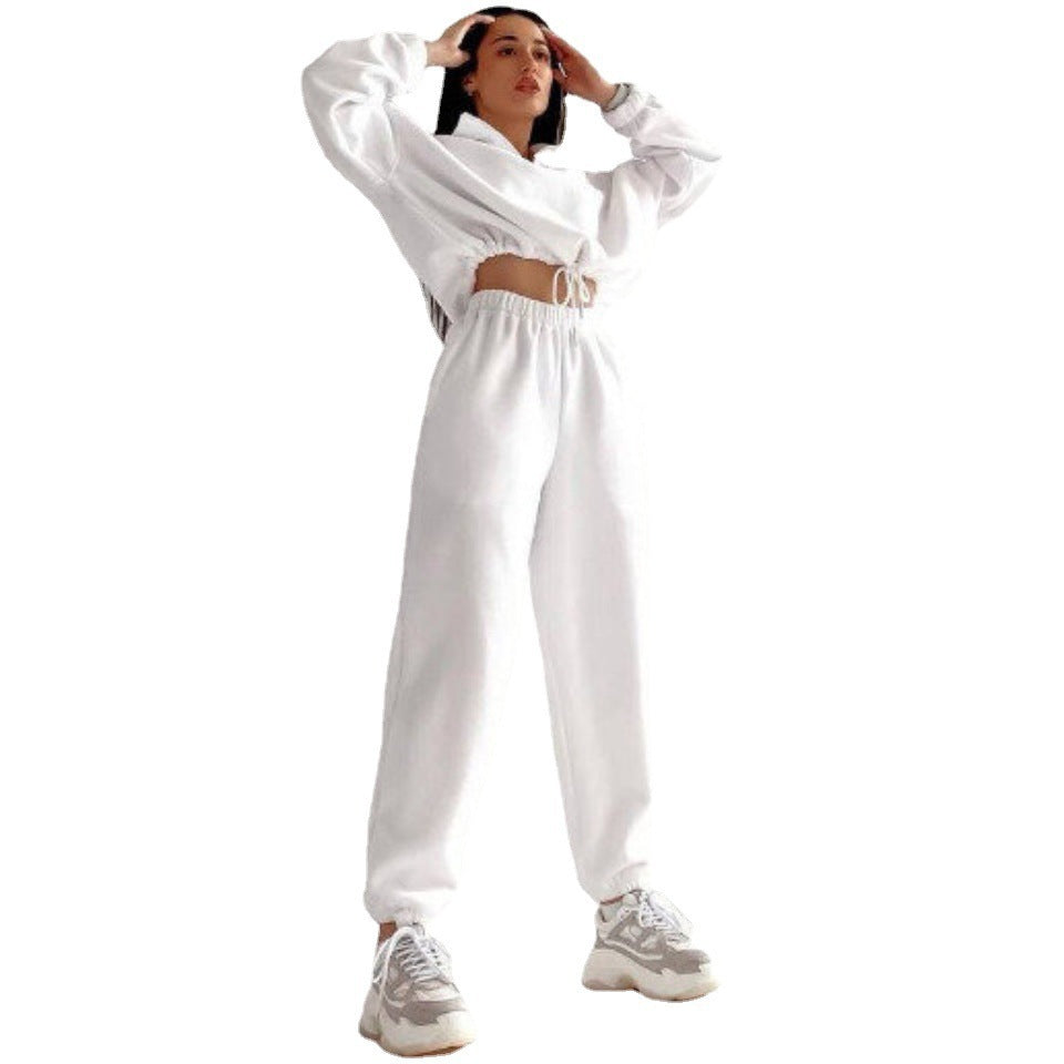 Damer Fleece-Loungewear-set med ståkrage och elastisk midja Mirla-Eva Jonsson