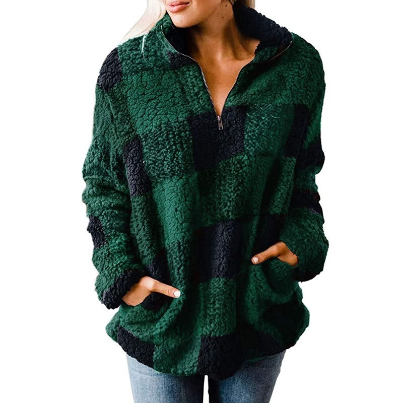Damer Fleece Tröja med rutmönster Eva Jonsson-Eva Jonsson