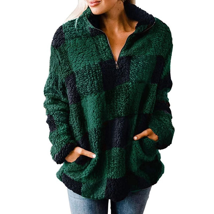 Damer Fleece Tröja med rutmönster Eva Jonsson-Eva Jonsson
