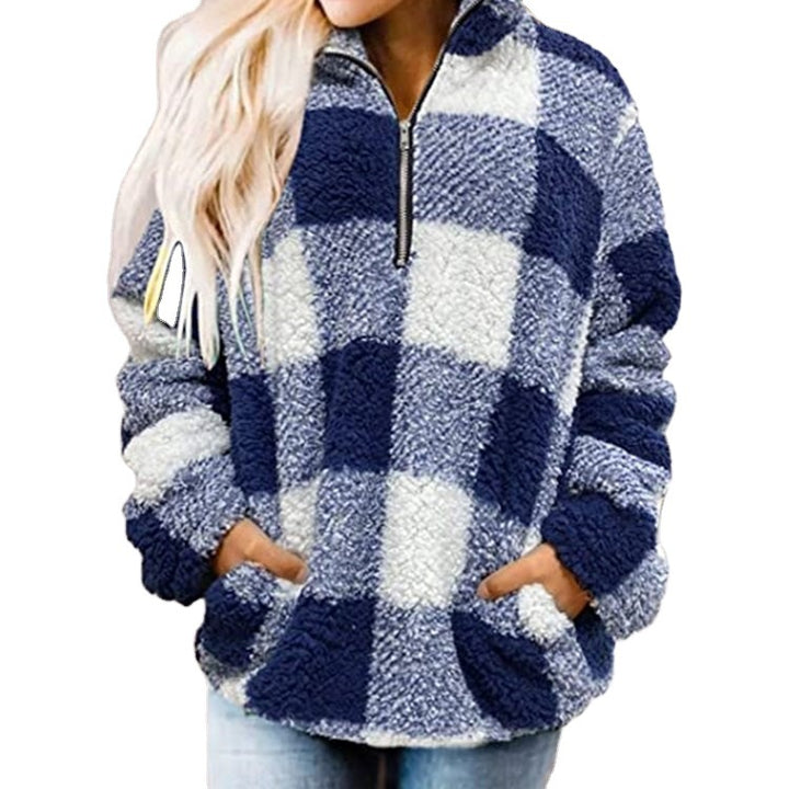 Damer Fleece Tröja med rutmönster Eva Jonsson-Eva Jonsson