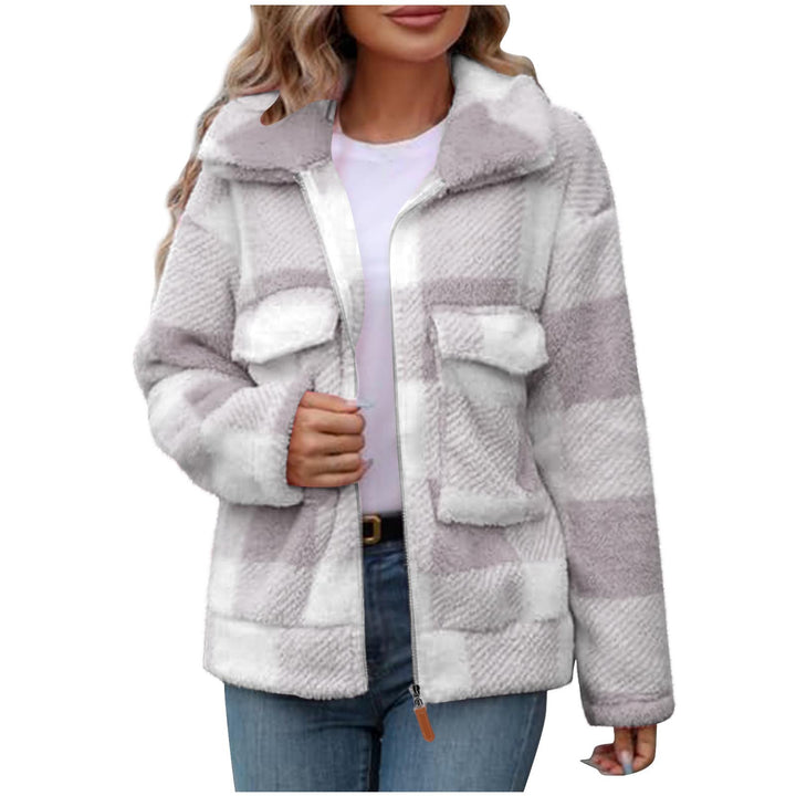 Damer Fleece-jacka med rutmönster och praktiska fickor Mirla-Eva Jonsson