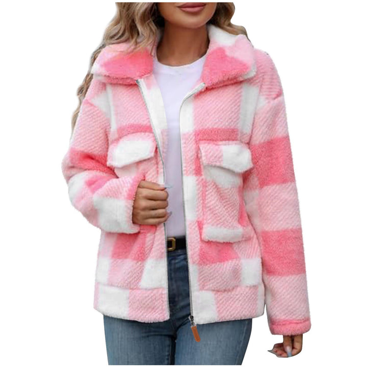 Damer Fleece-jacka med rutmönster och praktiska fickor Mirla-Eva Jonsson