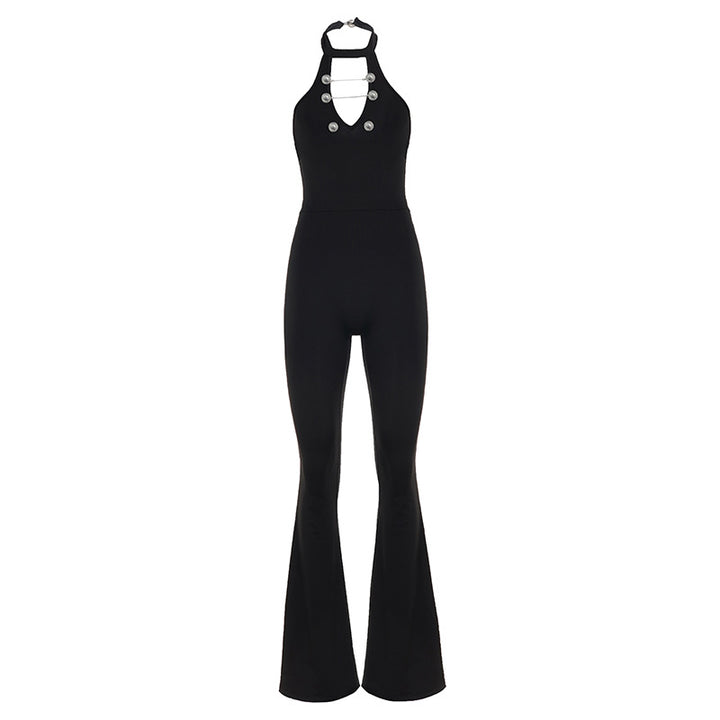 Damer Flödande Jumpsuit med högkragad halsringning och dekorativa knappar Mirla-Eva Jonsson