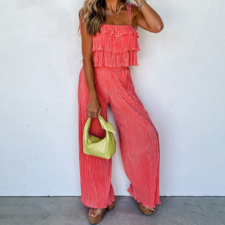 Damer Flödande Jumpsuit med volangdetaljer och stiliga spagettiband Mirla-Eva Jonsson