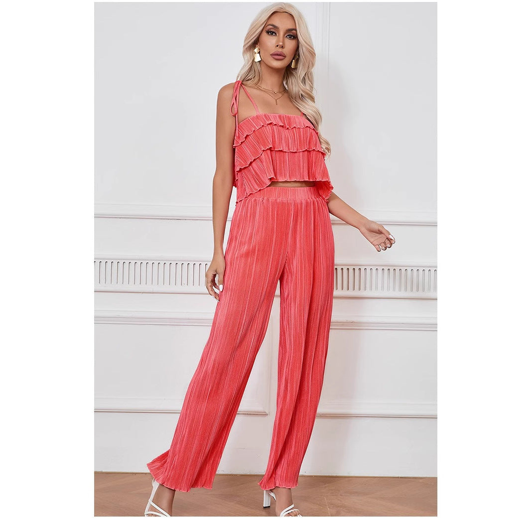 Damer Flödande Jumpsuit med volangdetaljer och stiliga spagettiband Mirla-Eva Jonsson