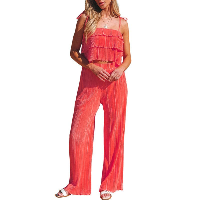 Damer Flödande Jumpsuit med volangdetaljer och stiliga spagettiband Mirla-Eva Jonsson